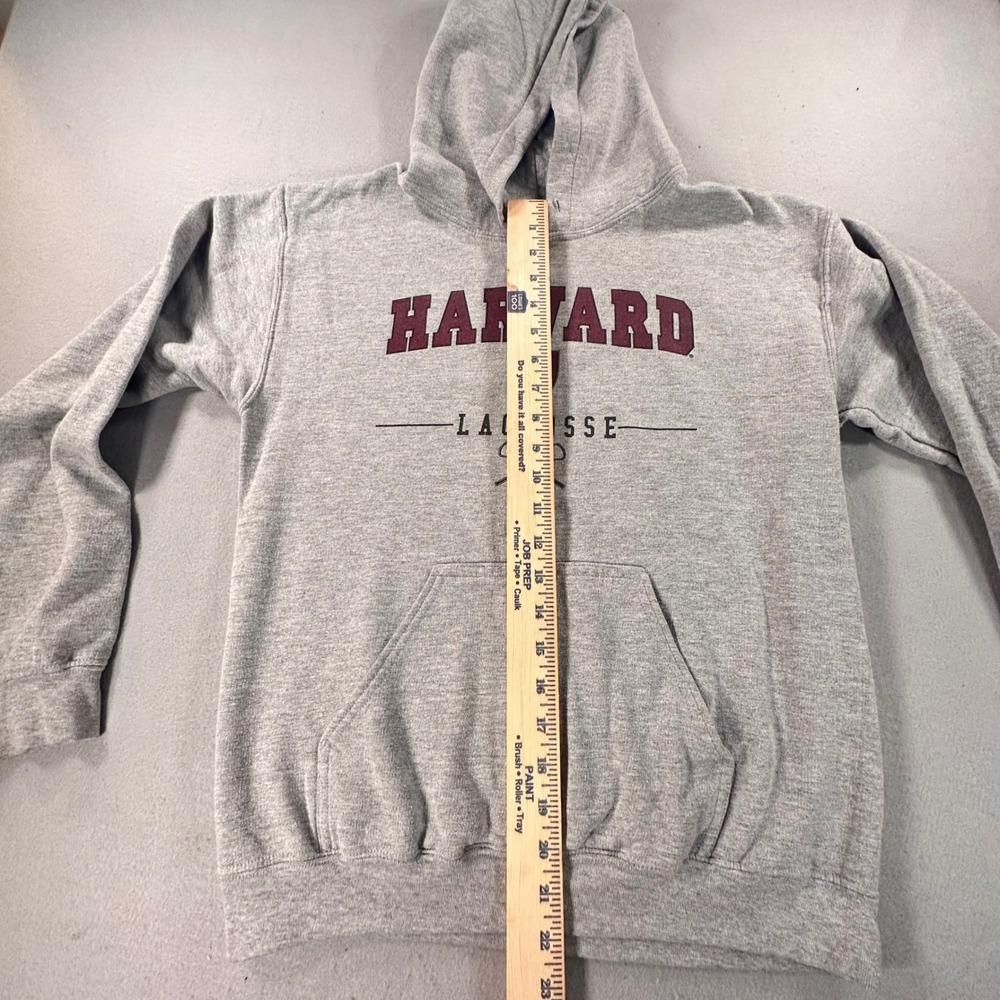 Gildan Harvard Lacrosse Hoodie Mens Small Gray Heavy Blend Pullover Sweatshirt - Picture 5 of 7